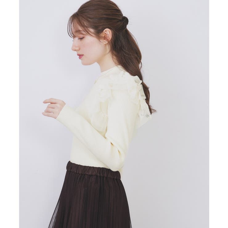 ショルダーチュールフリルハイネックニット【洗濯機OK/抗ピル】 | index | 詳細画像2 