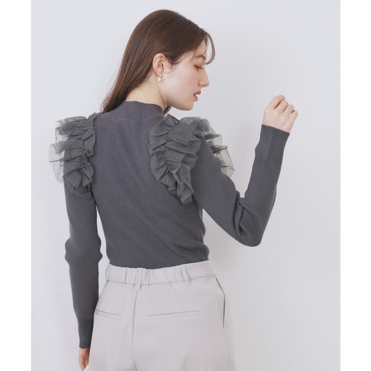 ショルダーチュールフリルハイネックニット【洗濯機OK/抗ピル】 | index | 詳細画像6 