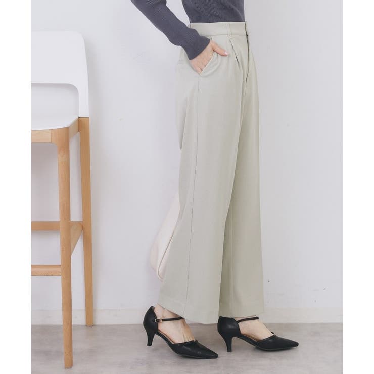 裏起毛ストレッチワイドパンツ【洗濯機OK/イージーアイロン】 | index | 詳細画像1 