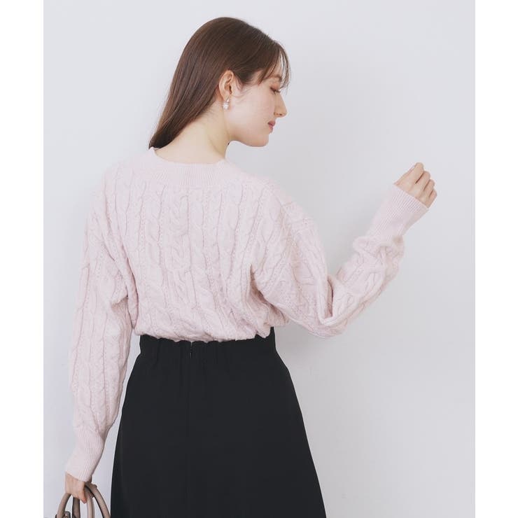 ラメ混ファンシーケーブルVネックニット【洗濯機OK】 | index | 詳細画像9 