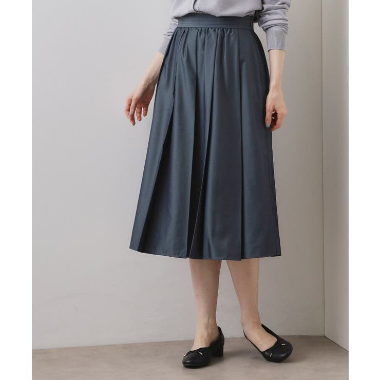ネイビー(094) | ポリシャンブレータックフレアスカート【洗濯機OK】 | index