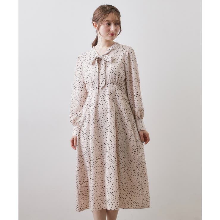 リボンボウタイドットワンピース【洗濯機OK/イージーアイロン/防シワ】 | index | 詳細画像13 