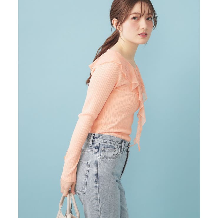 レースフリルVネックリブニット【洗濯機OK/坑ピル】 | index | 詳細画像9 