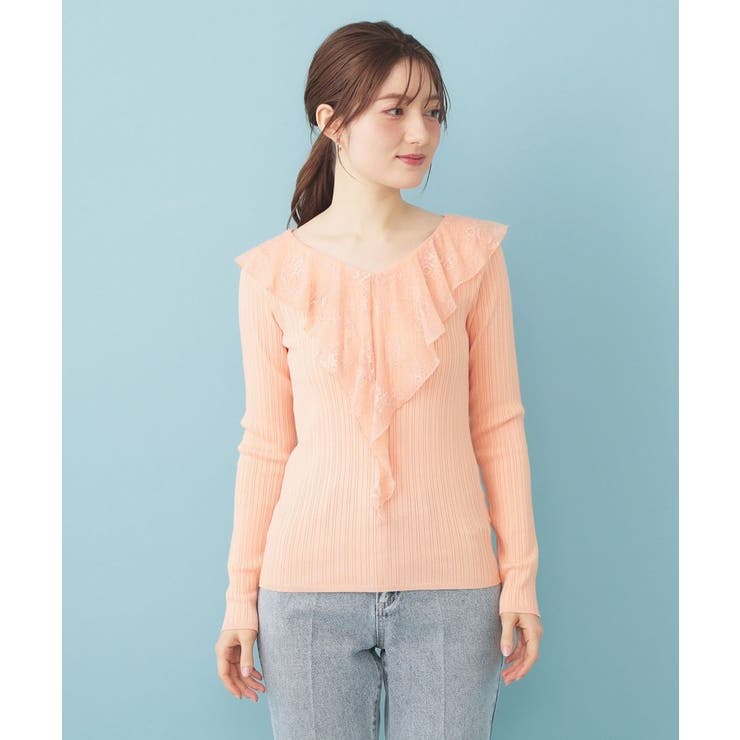 レースフリルVネックリブニット【洗濯機OK/坑ピル】 | index | 詳細画像13 