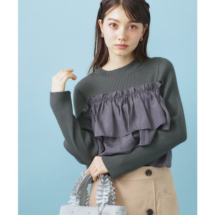 チャコールグレー(014) | 3wayフリルドッキングニット【洗濯機OK/坑ピル】 | index