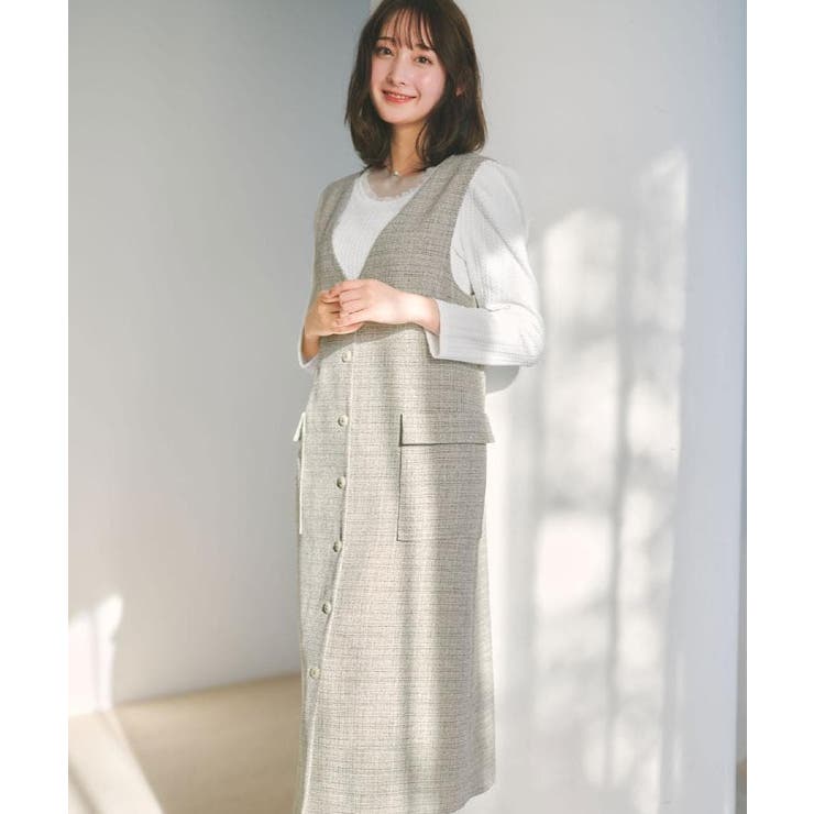 サマーツイード前開きジャンスカ【洗濯機OK/イージーアイロン】 | index | 詳細画像1 