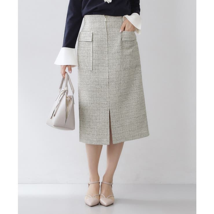 アイボリー(404) | フロントジップタイトスカート【洗濯機OK/イージーアイロン】 | index