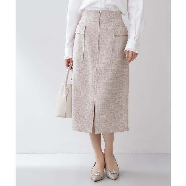 ピンクベージュ(453) | フロントジップタイトスカート【洗濯機OK/イージーアイロン】 | index