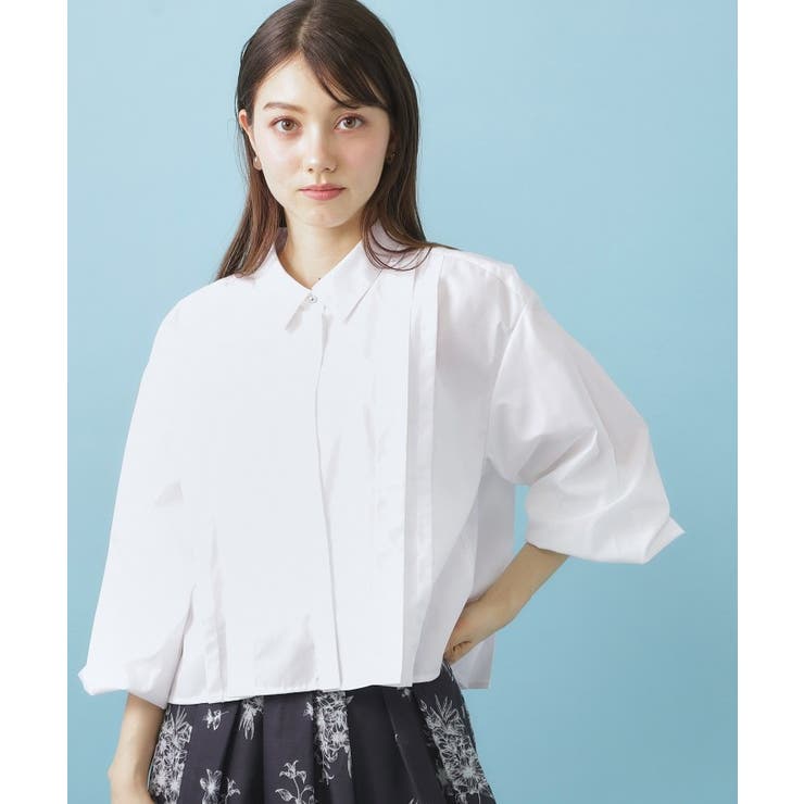 オフホワイト(003) | ブロード短丈タックシャツ【洗濯機OK】《5col》 | index