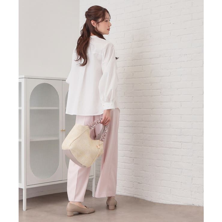 フリルキーネックシャツ【洗濯機OK イージーアイロン 防シワ】《XS～LL | index | 詳細画像4 