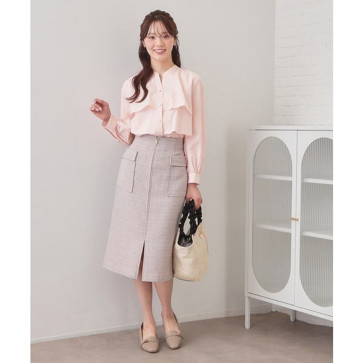 フリルキーネックシャツ【洗濯機OK イージーアイロン 防シワ】《XS～LL | index | 詳細画像12 