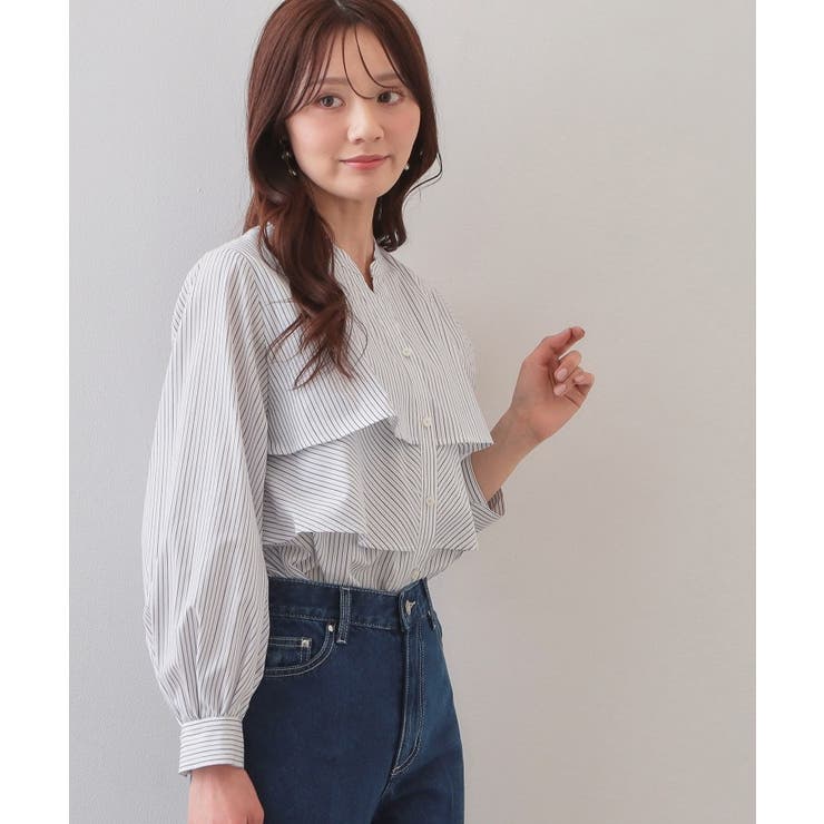 フリルキーネックシャツ【洗濯機OK イージーアイロン 防シワ】《XS～LL | index | 詳細画像18 