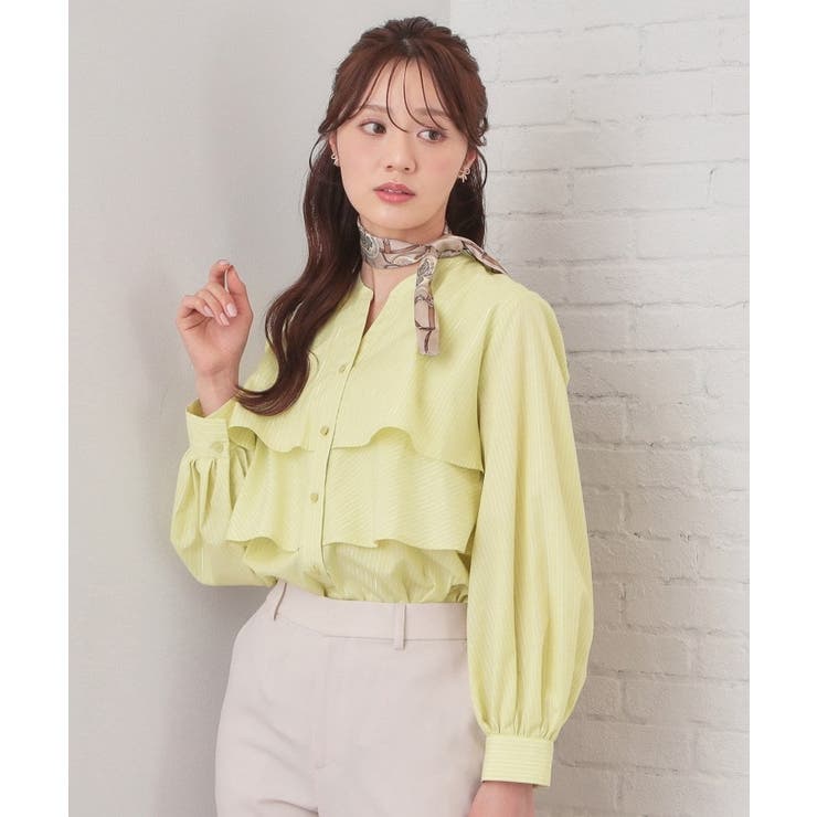 フリルキーネックシャツ【洗濯機OK イージーアイロン 防シワ】《XS～LL | index | 詳細画像22 