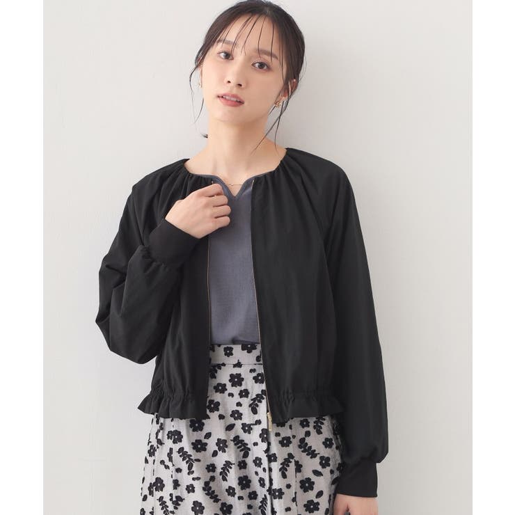 ブラック(019) | ノーカラーブルゾン【洗濯機OK/接触冷感/防シワ】 | index