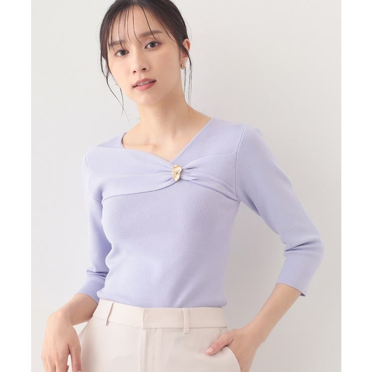 ブローチ風ゴールドパーツ付きアシメニット【洗濯機OK/坑ピル】 | index | 詳細画像5 