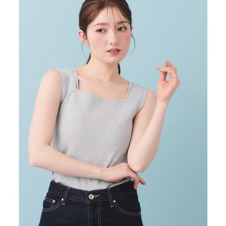 シルバー(006) | 2Wayスクエアネックニットタンク【洗濯機OK/坑ピル】 | index