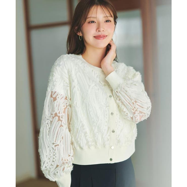 シアー幾何刺繍カーディガン【洗濯機OK】 | index | 詳細画像1 