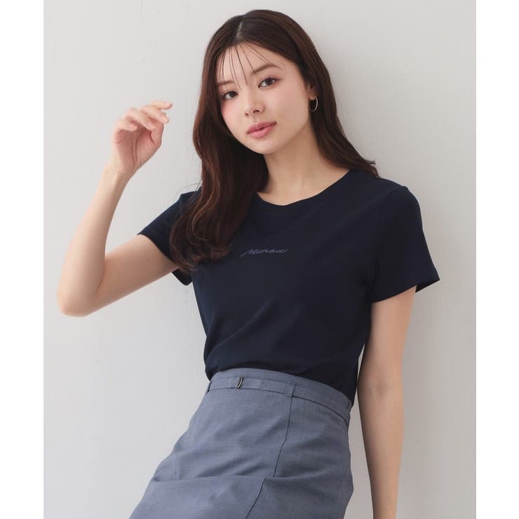 ネイビー(094) | 【UVケア 接触冷感】フロントロゴ刺繍Tシャツ《洗濯機OK S | index