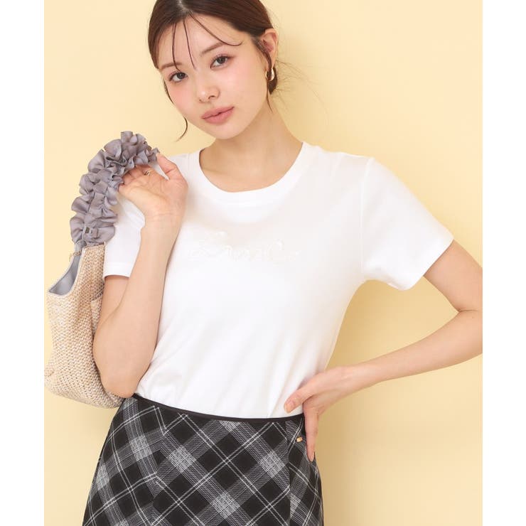 オフホワイト(003) | 【接触冷感/UVケア】リボンテープロゴTシャツ《洗濯機OK》 | index