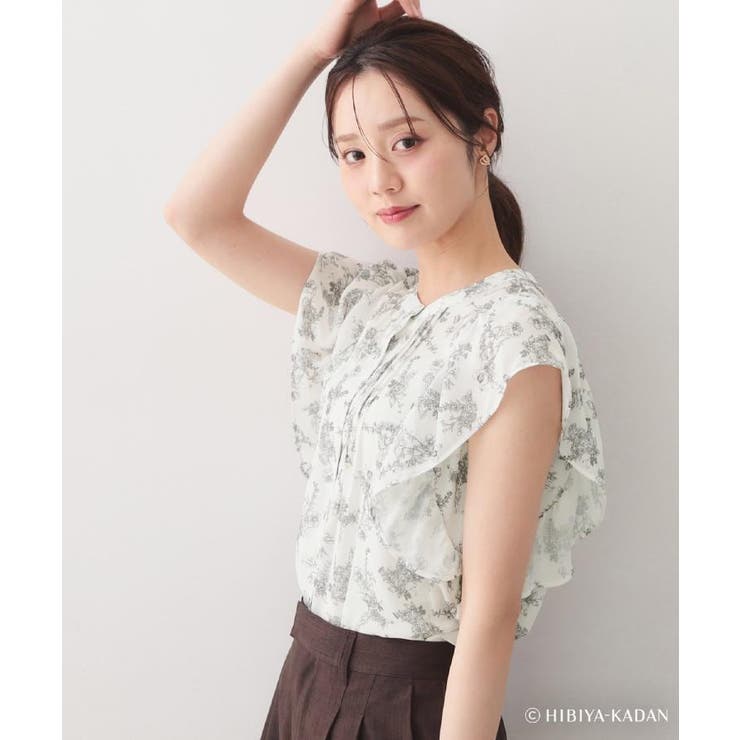 ◆【日比谷花壇コラボ】線画フラワーピンタックブラウス【防シワ／洗濯機OK】 | index | 詳細画像5 