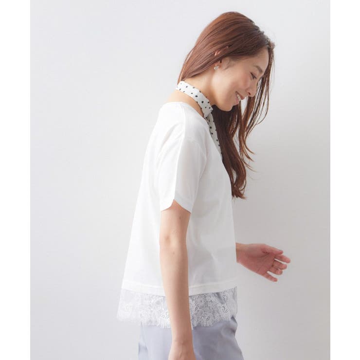 【接触冷感／UV】刺繍ロゴ裾レースTシャツ《洗濯機OK》 | index | 詳細画像2 
