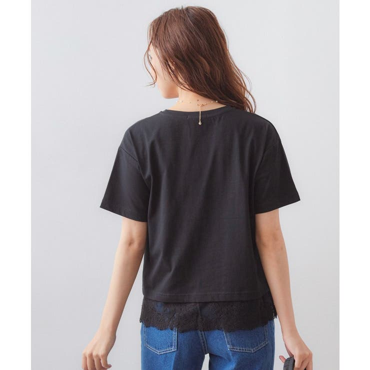 【接触冷感／UV】刺繍ロゴ裾レースTシャツ《洗濯機OK》 | index | 詳細画像6 