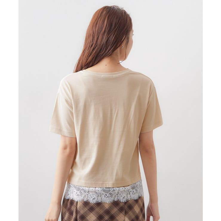【接触冷感／UV】刺繍ロゴ裾レースTシャツ《洗濯機OK》 | index | 詳細画像15 