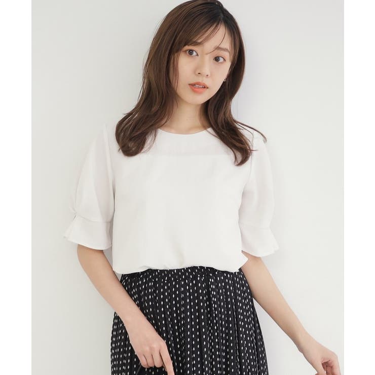 アイボリー(004) | 《新色追加》タックスリーブブラウス【洗濯機洗い可/吸水速乾/防シワ/抗ピル】 | index