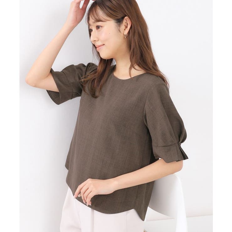 ブラウン(044) | 《新色追加》タックスリーブブラウス【洗濯機洗い可/吸水速乾/防シワ/抗ピル】 | index