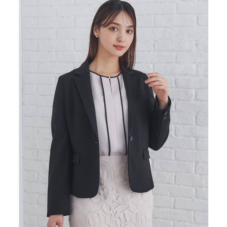 ブラック(019) | 《5色展開 XS LLサイズ》ストレッチテーラードジャケット | index