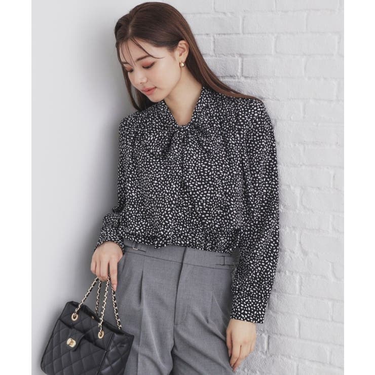 ブラック(819) | 《5color XS LLsize》レイヤードボウタイブラウス【洗濯機洗い可 | index