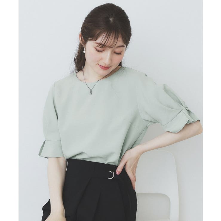 ミントグリーン(021) | 《8色展開 XS LLサイズ》タックパフスリーブブラウス【洗濯機洗い可 | index