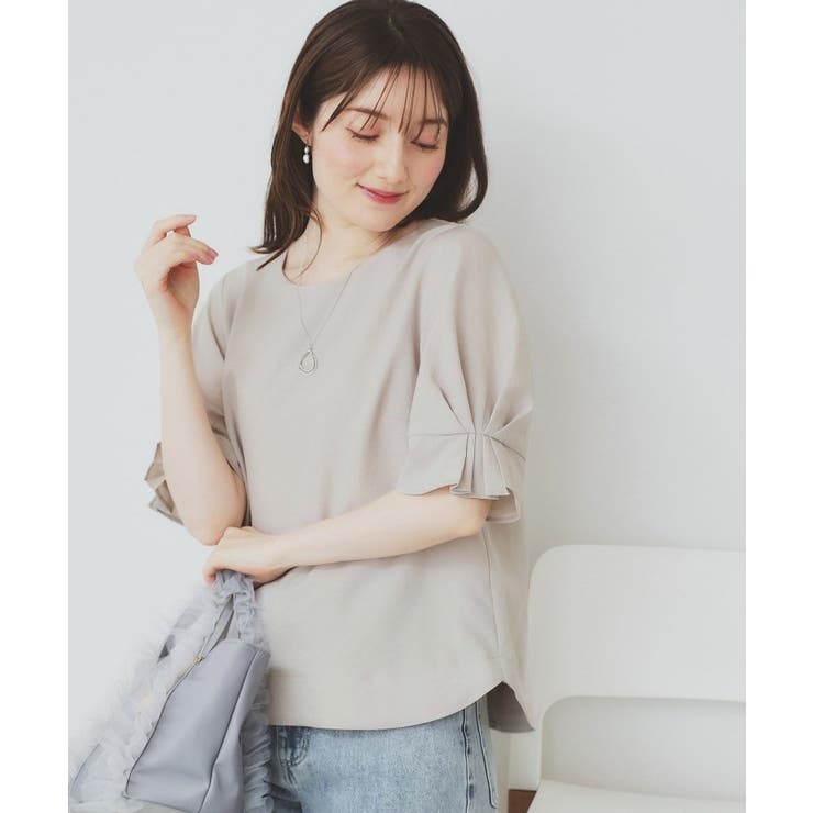 グレージュ(050) | 《8色展開 XS LLサイズ》タックパフスリーブブラウス【洗濯機洗い可 | index