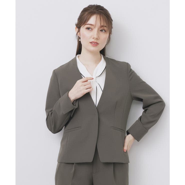 トープ(054) | ストレッチノーカラージャケット セットアップ対応 | index