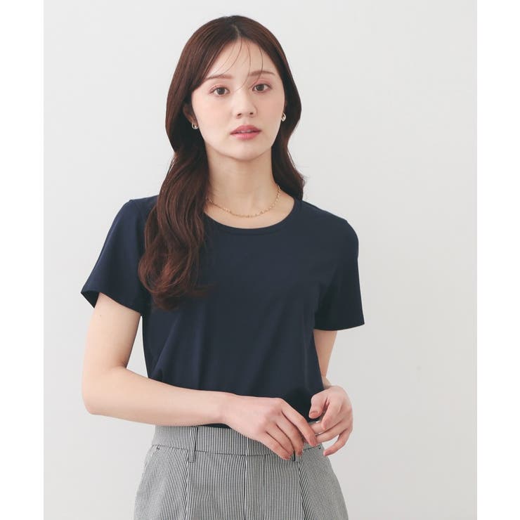ネイビー(894) | 【UVケア 接触冷感 吸水速乾】薄手なのに透けにくい！ベーシックTシャツ《洗濯機… | index