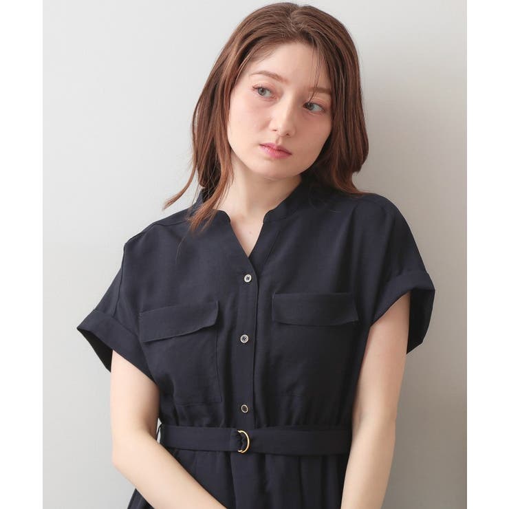 ネイビー(094) | ダブルポケットスキッパーワンピース【防シワ 洗濯機OK】《XS～3L 6col》 | index