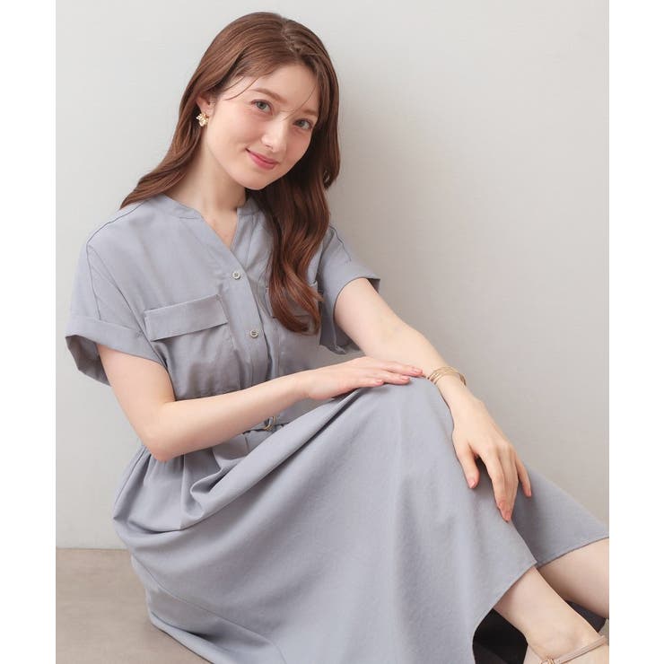ブルー(891) | ダブルポケットスキッパーワンピース【防シワ 洗濯機OK】《XS～3L 6col》 | index