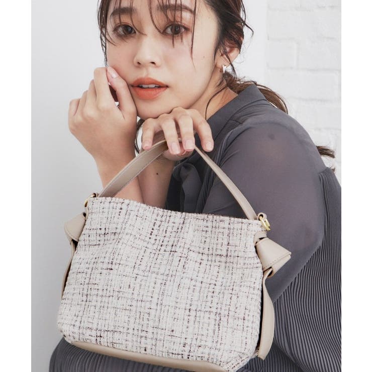 【返品不可】 2WAY】ショルダー付ツイードバッグ[品番：WRDW0205687]｜index 小物