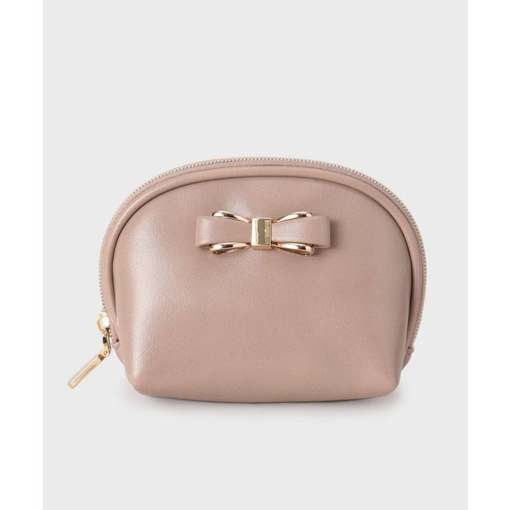 ピンクベージュ(053) | リボンモチーフ付きシェル型ポーチ | index