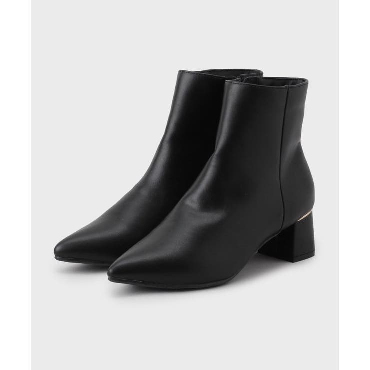 ブラック(019) | 【抗菌防臭】レザー調スムースショートブーツ | index