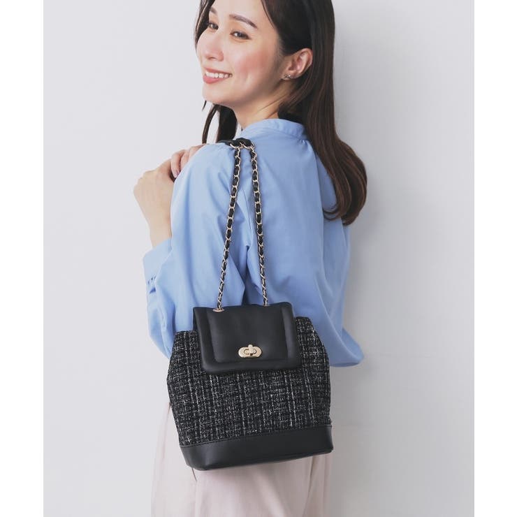 ブラック(119) | 【長さ調整可能】ツイードミニリュック | index