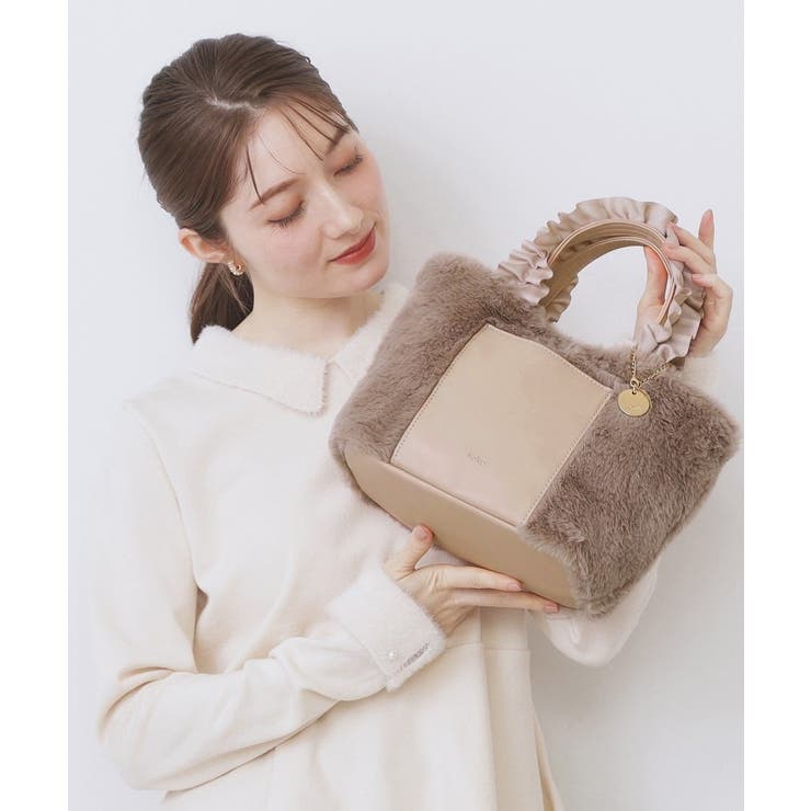 フリルハンドル フェイクファーミドルトートバッグ | index | 詳細画像4 