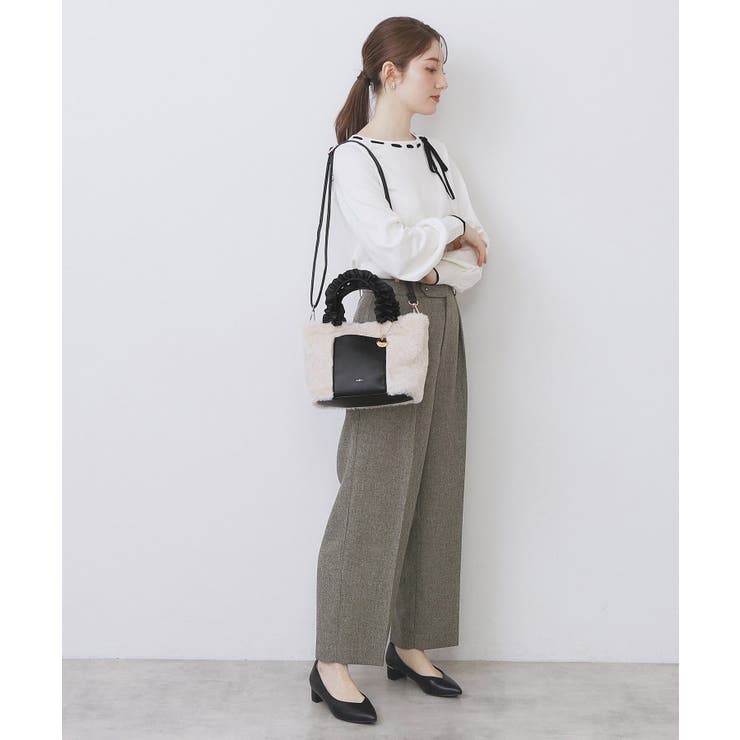 フリルハンドル フェイクファーミドルトートバッグ | index | 詳細画像7 