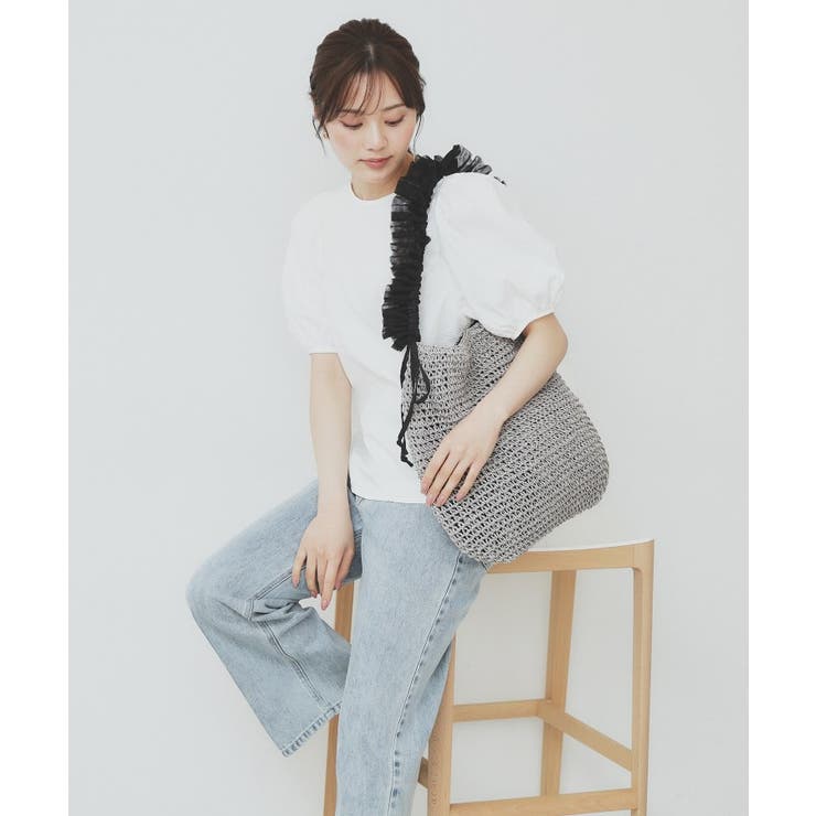 グレー(012) | 雑材ワンショルダーフリルA4トート | index