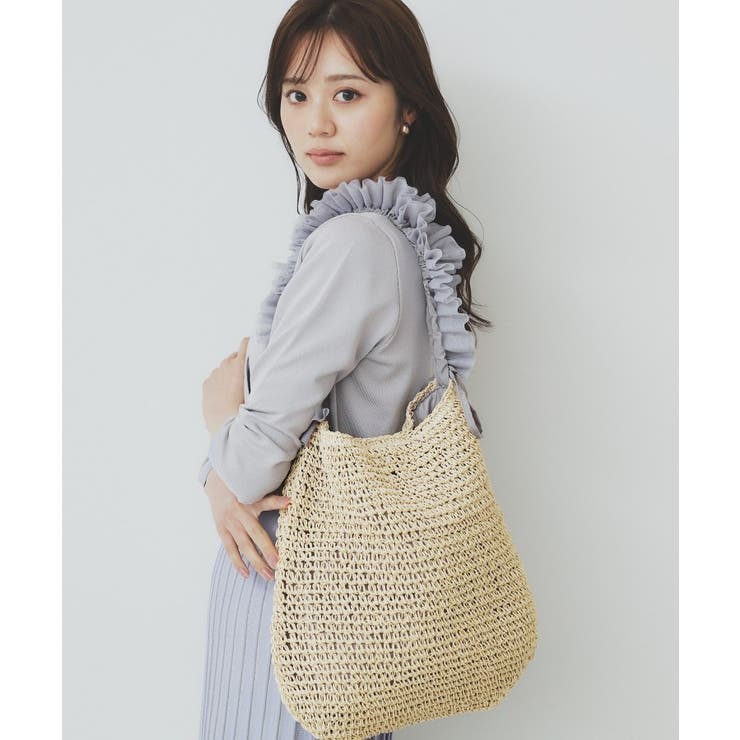 ライトベージュ(551) | 雑材ワンショルダーフリルA4トート | index