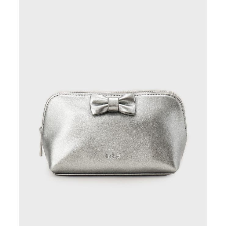 ブラックシルバー(009) | ラメ合皮リボンポーチ | index