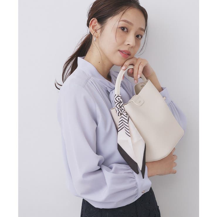 アイボリー(004) | ストライプスカーフ付きミドルバッグ【2WAY】 | index