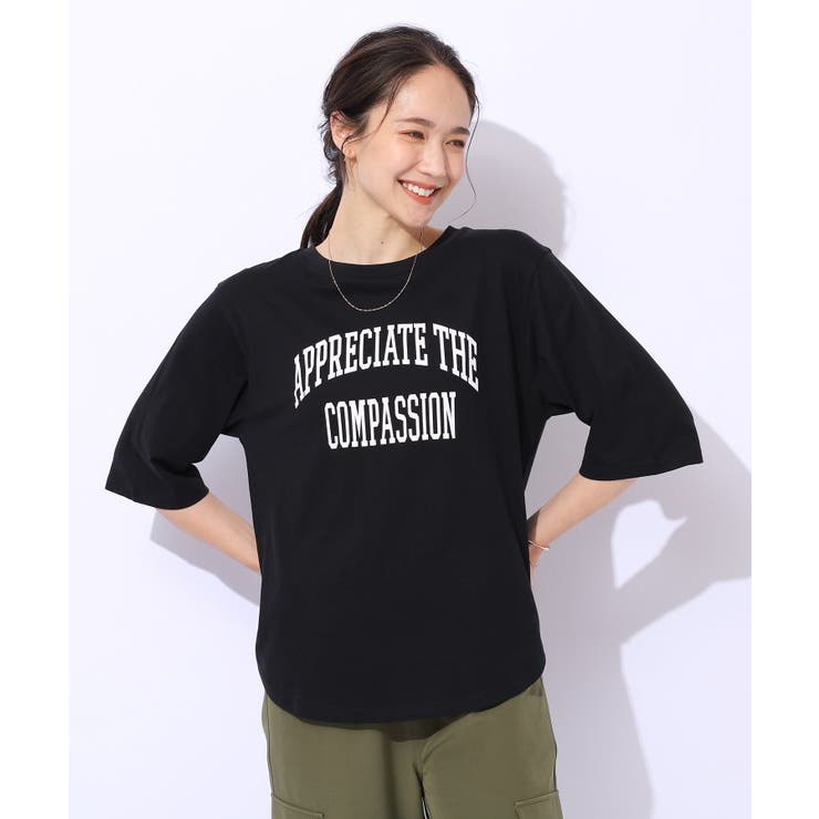 【洗える/綿100%/プチプラ】アウトも決まる ラウンドヘム プリントTシャツ | SHOO・LA・RUE | 詳細画像1 