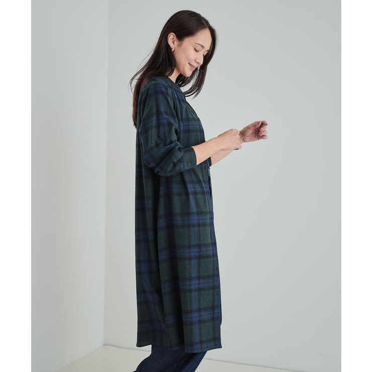 洗える】着回しいろいろ 大人のためのチェックシャツワンピース[品番  