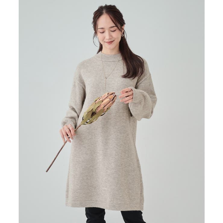 S-LL/洗える】もちもちタッチが心地よい チュニックニットワンピース [品番：WRDW0212650]｜SHOO・LA・RUE（シューラルー）のレディースファッション通販｜SHOPLIST（ショップリスト）